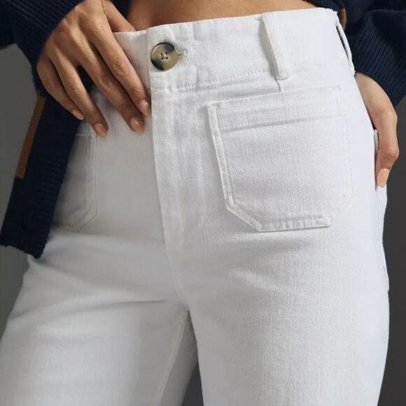 Anthropologie Pilcro Wide Leg Crop Jeans 18W The Skipper White High Rise Womens - Picture 2 of 15